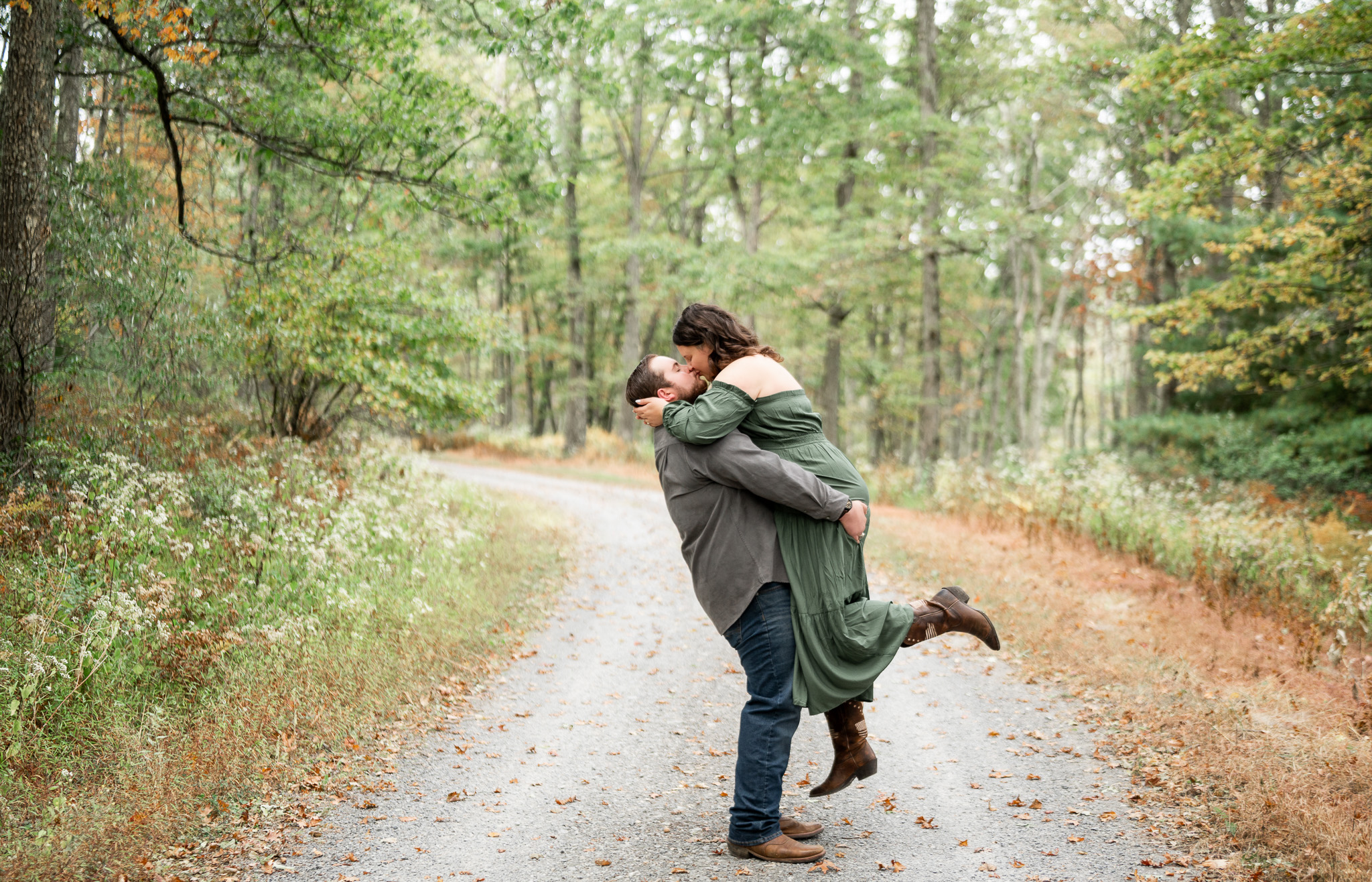 fall roadway engagement photo