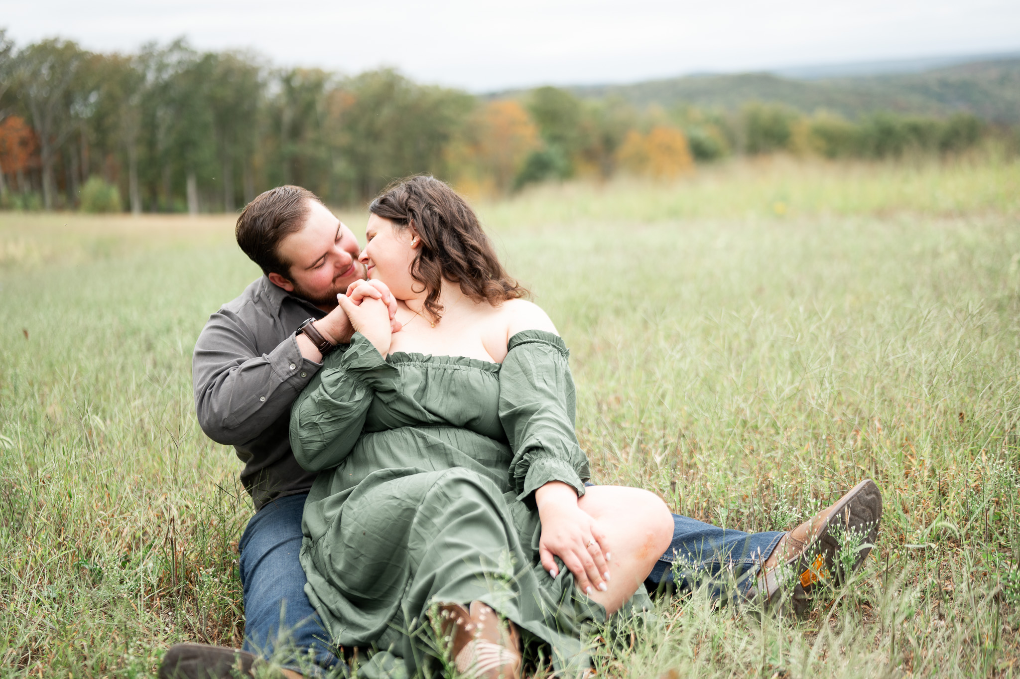 sitting on the mountain top in central Pennsylvania engagement session 