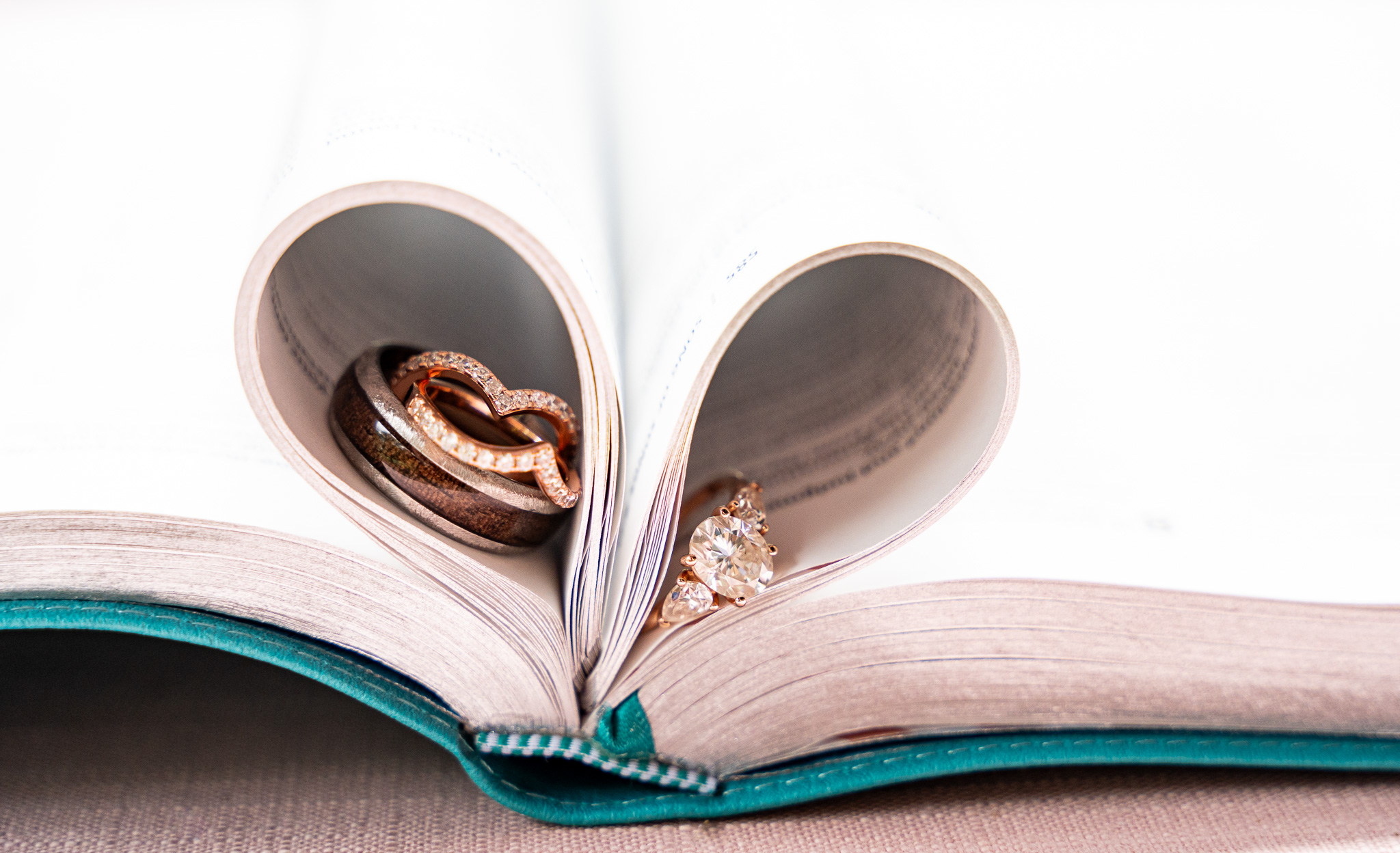 beautiful wedding rings in a Bible