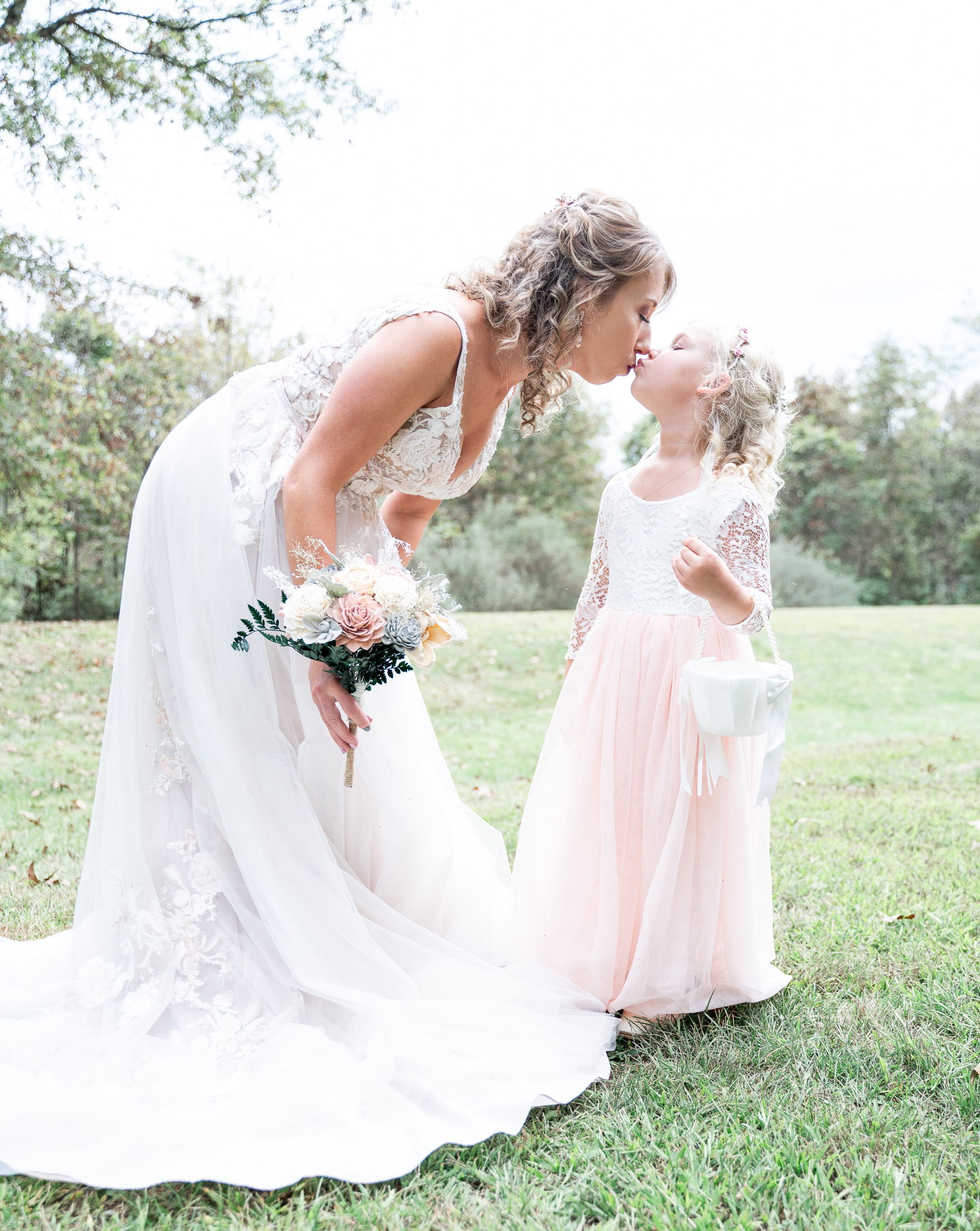 Bride and daughter sharing special moment in Mifflinburg PA