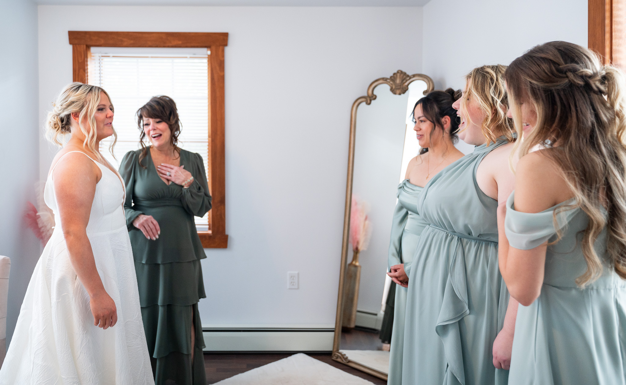 First Reveal in the bridal suite at River Bend Wedding Venue in Millersburg PA