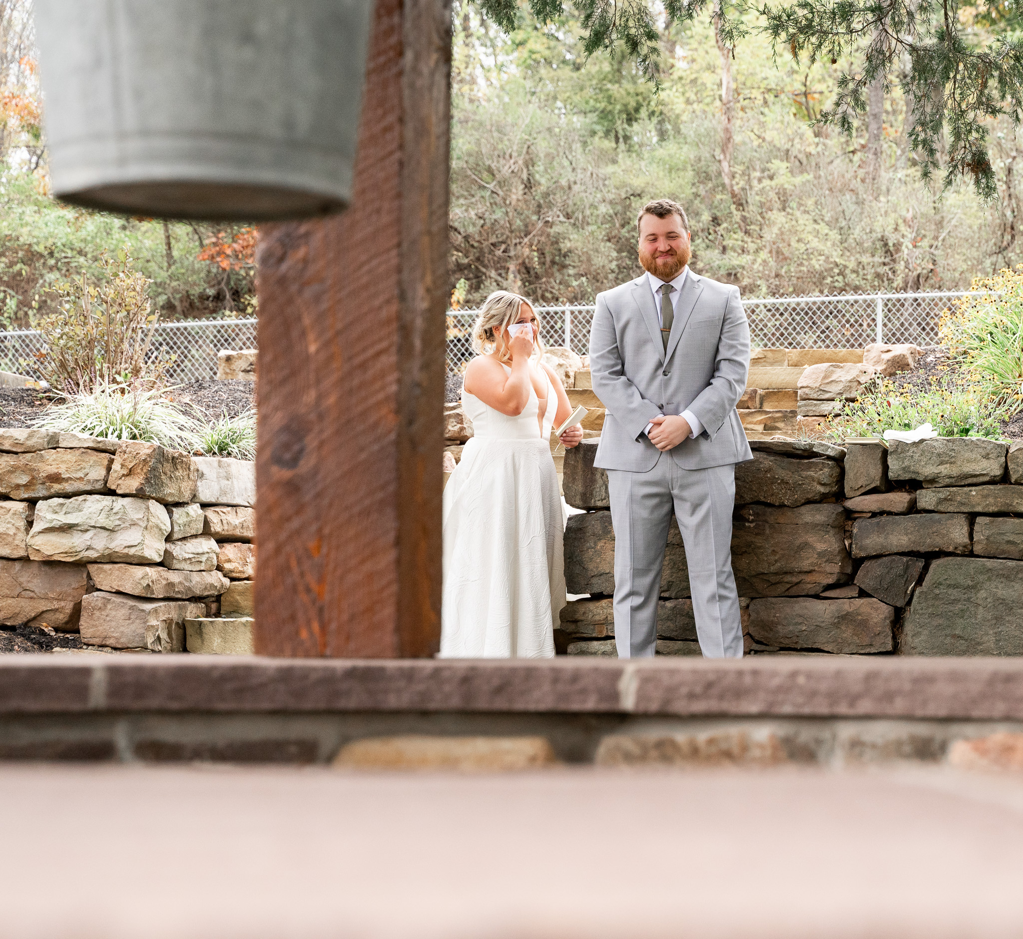 Private Vows between bride and groom at River Bend Wedding Venue before the ceremony