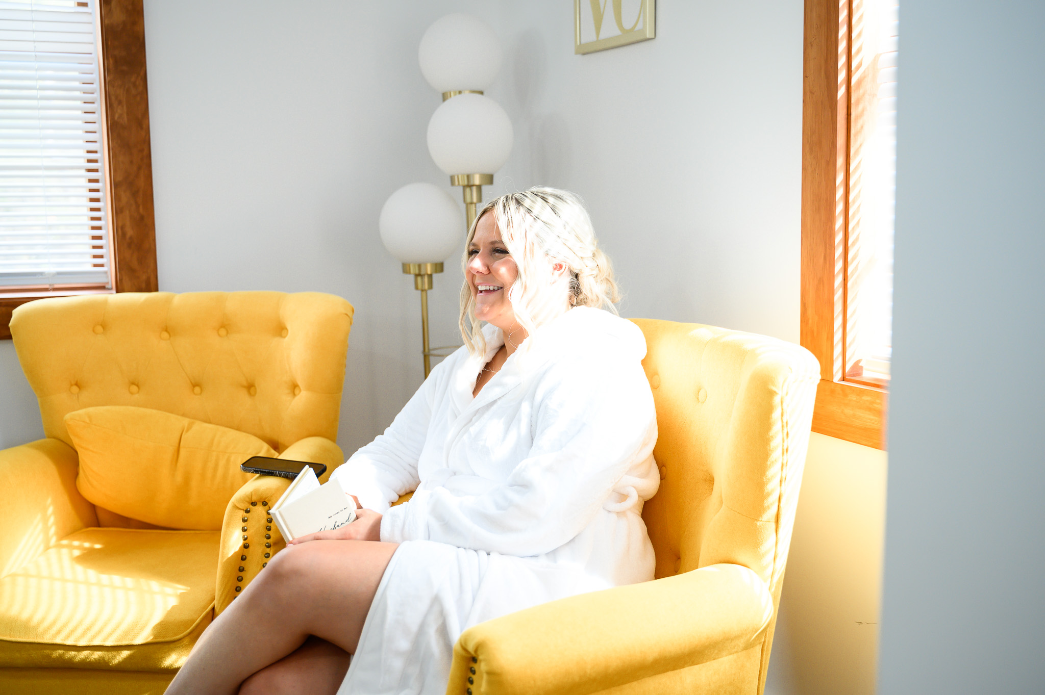Bride getting ready in the bridal suite at River Bend Wedding Venue in Millersburg PA